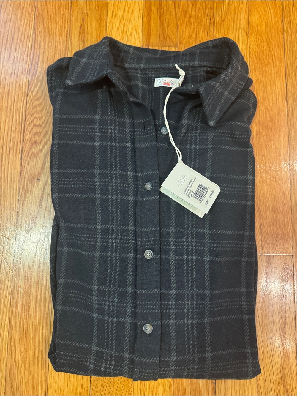 Faherty Women’s Legend Sweater Dress - Button-Front Black Plaid - Medium - Picture 6 of 7